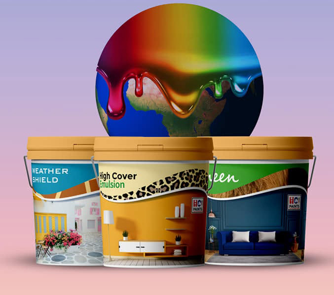 Assorted paint cans and brushes